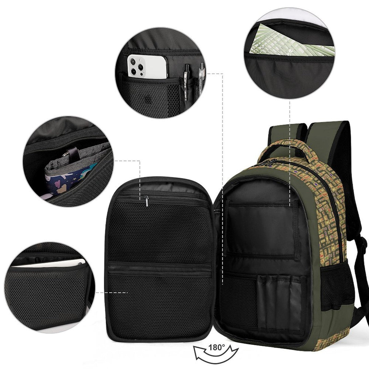 Nubian Girl Casual Backpack (Olive) (6Colors Available) - Conscious Apparel Store