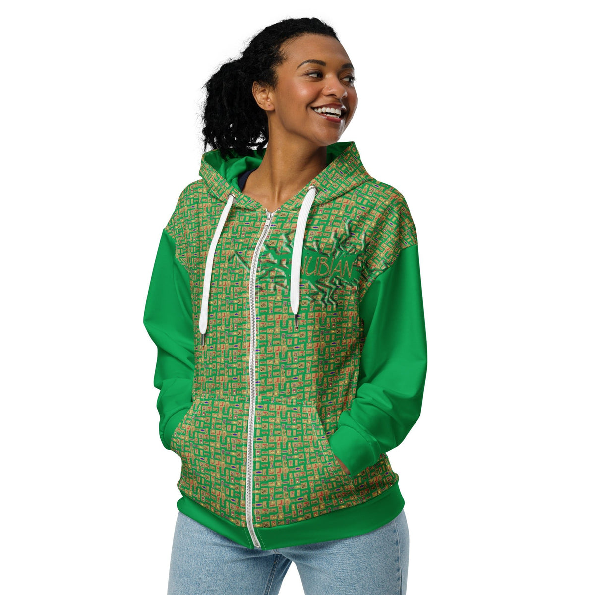 Nubian Girl (Green) Unisex zip hoodie (6 Colors Available) - Conscious Apparel Store