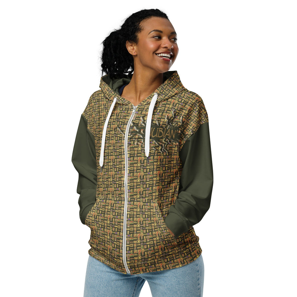 Nubian Girl (Olive) Unisex zip hoodie (6 Colors Available) - Conscious Apparel Store