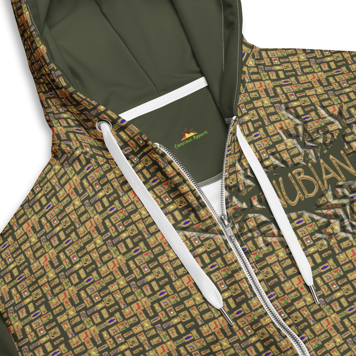 Nubian Girl (Olive) Unisex zip hoodie (6 Colors Available) - Conscious Apparel Store