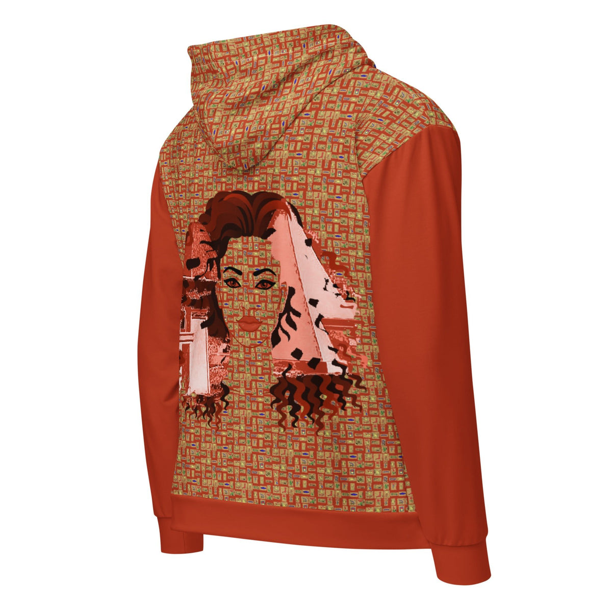 Nubian Girl (Red-Rust) Unisex zip hoodie (6 Colors Available) - Conscious Apparel Store