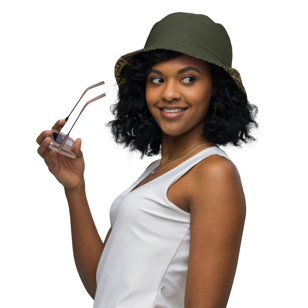 Nubian (Olive) Reversible bucket hat (6 Colors Available) - Conscious Apparel Store