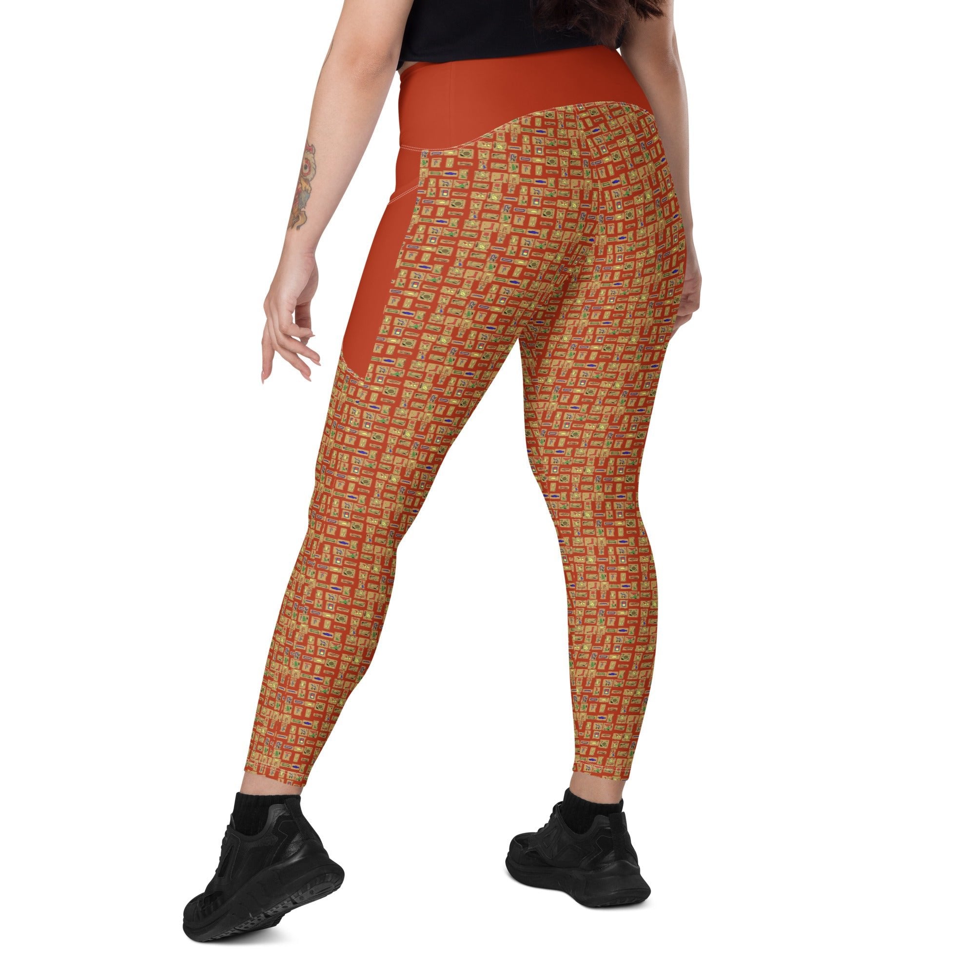 Nubian (Red - Rust) Leggings with pockets (6 Colors Available) - Conscious Apparel Store