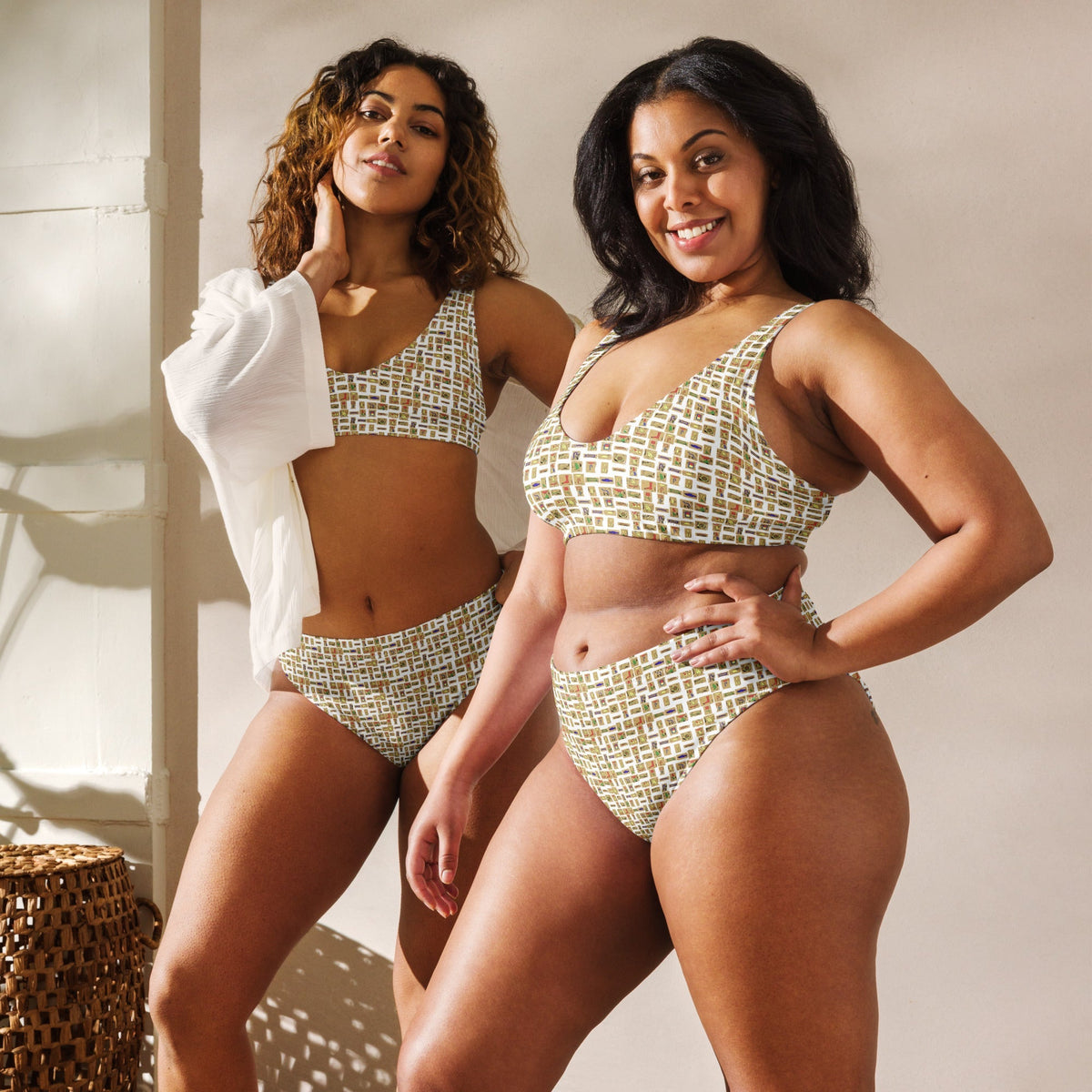 Nubian (White) high-waisted bikini (6 Colors Available) - Conscious Apparel Store