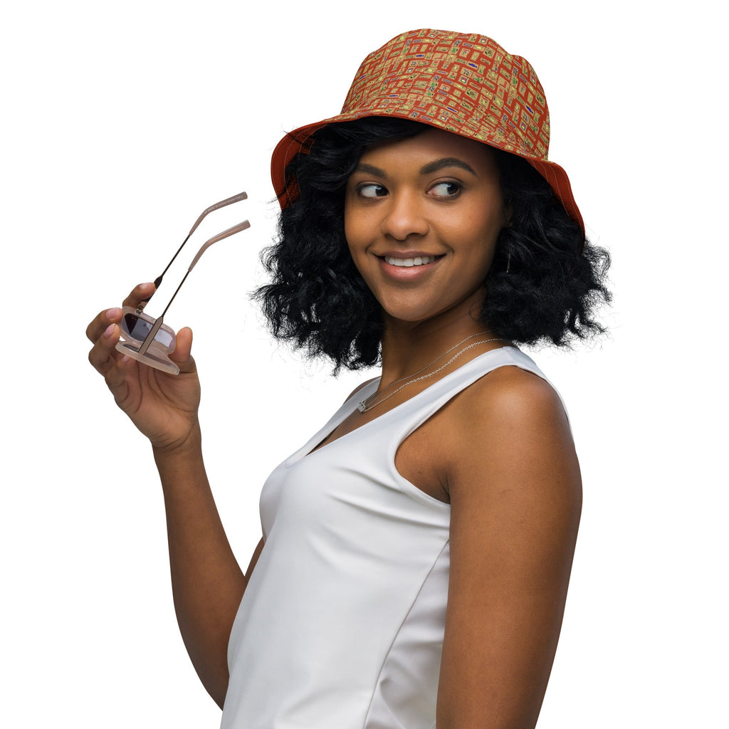 Nubian(Red-Rust) Reversible bucket hat (6 Colors Available) - Conscious Apparel Store
