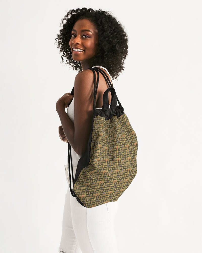 Olive Hieroglyphics Canvas Drawstring Bag - Conscious Apparel Store