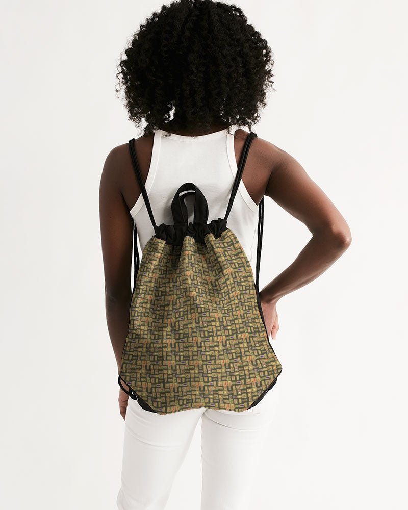 Olive Hieroglyphics Canvas Drawstring Bag - Conscious Apparel Store