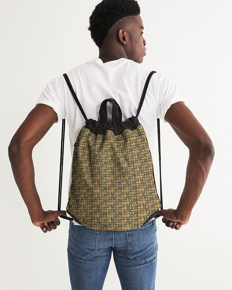 Olive Hieroglyphics Canvas Drawstring Bag - Conscious Apparel Store