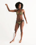 Olive Hieroglyphics Women's All-Over Print Triangle String Bikini - Conscious Apparel Store