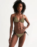 Olive Hieroglyphics Women's All-Over Print Triangle String Bikini - Conscious Apparel Store