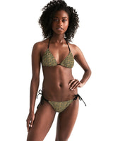 Olive Hieroglyphics Women's All-Over Print Triangle String Bikini - Conscious Apparel Store