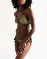 Olive Hieroglyphics Women's All-Over Print Triangle String Bikini - Conscious Apparel Store
