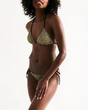 Olive Hieroglyphics Women's All-Over Print Triangle String Bikini - Conscious Apparel Store