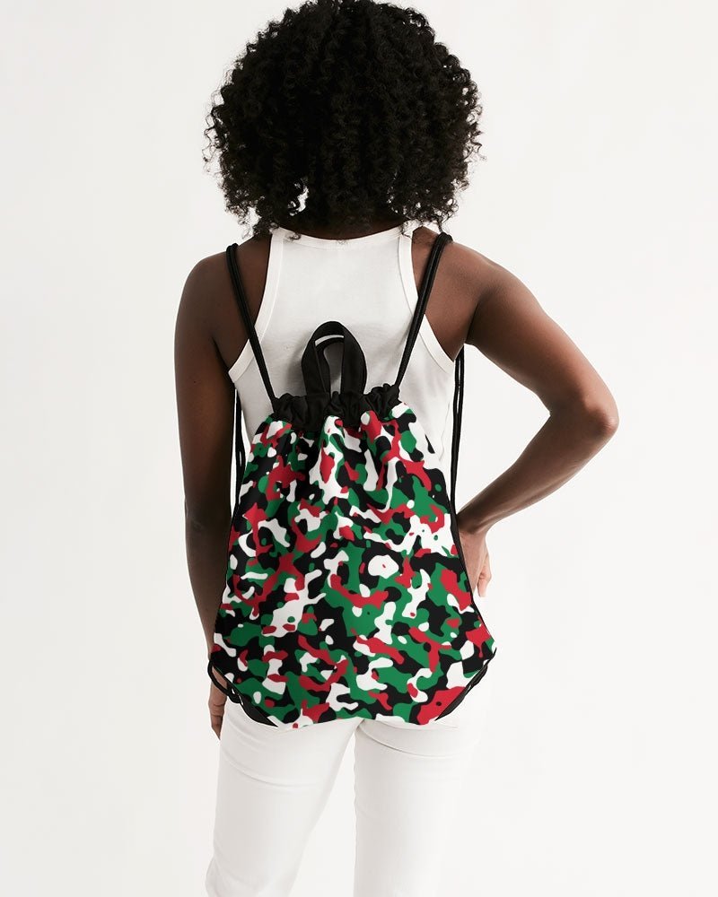 Palestine Flag Camo Canvas Drawstring Bag - Conscious Apparel Store