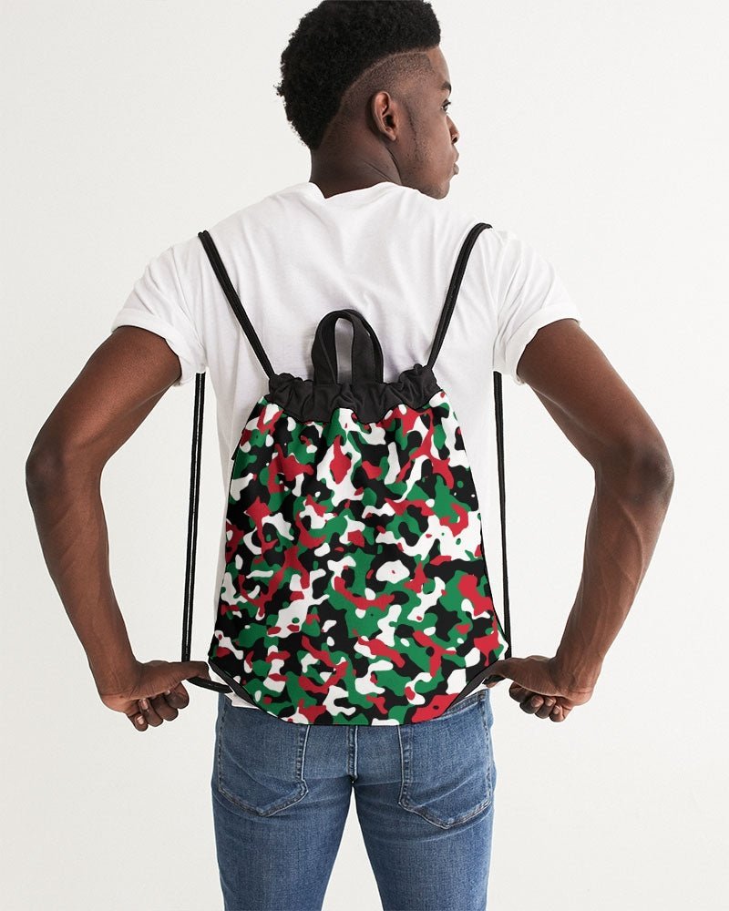 Palestine Flag Camo Canvas Drawstring Bag - Conscious Apparel Store