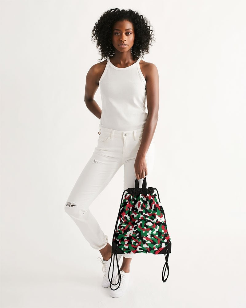 Palestine Flag Camo Canvas Drawstring Bag - Conscious Apparel Store