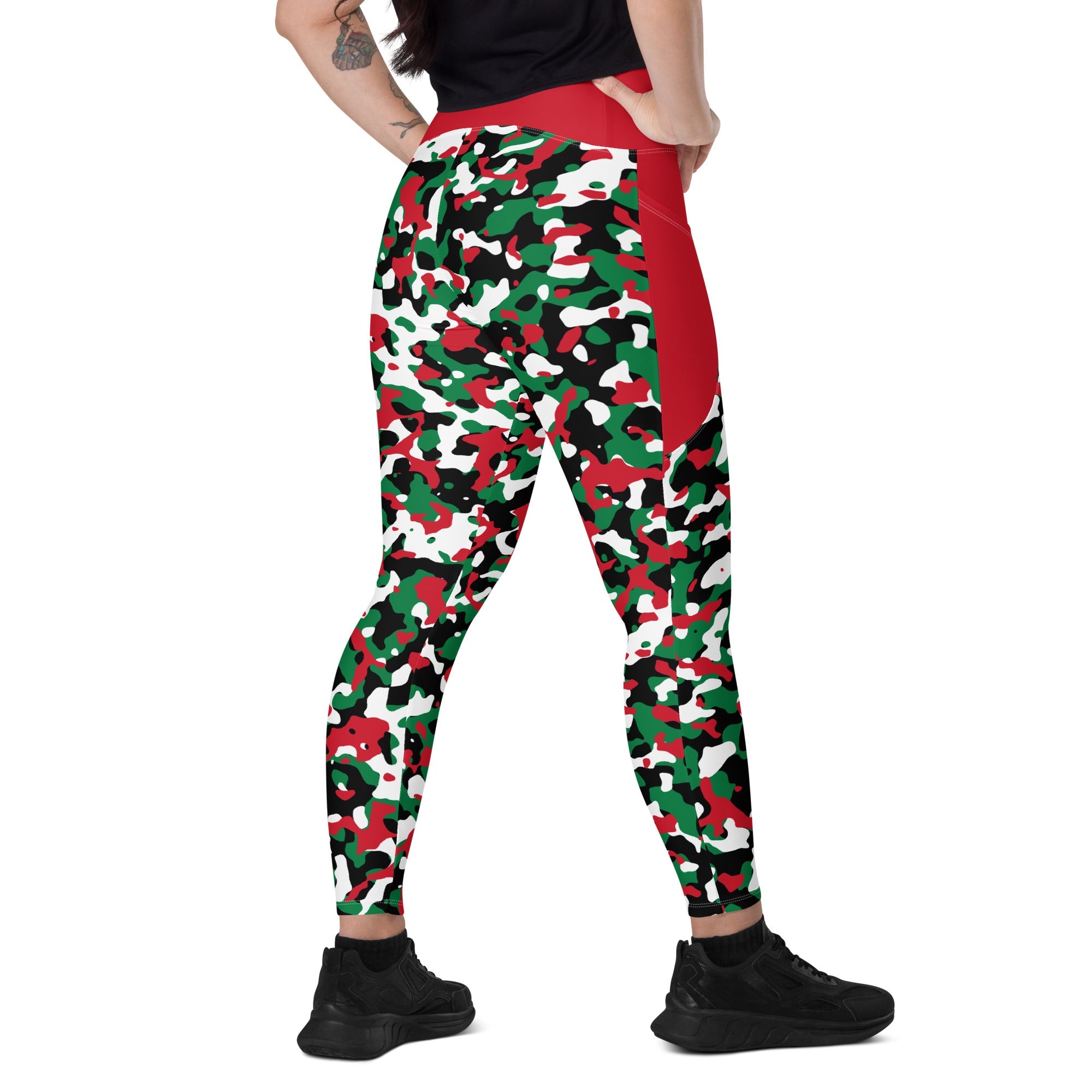 Palestine Flag Camo Leggings with pockets - Conscious Apparel Store
