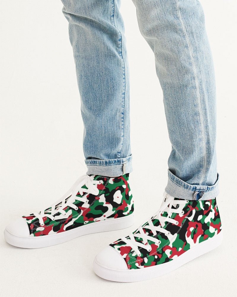 Palestine Flag Camo Men's Hightop Canvas Shoe - Conscious Apparel Store