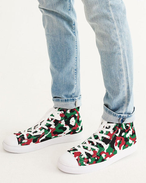 Palestine Flag Camo Men's Hightop Canvas Shoe - Conscious Apparel Store