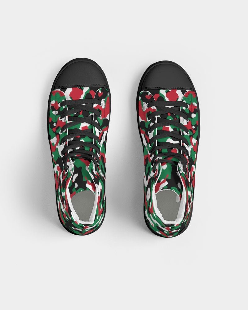 Palestine Flag Camo Men's Hightop Canvas Shoe - Black - Conscious Apparel Store