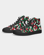 Palestine Flag Camo Men's Hightop Canvas Shoe - Black - Conscious Apparel Store