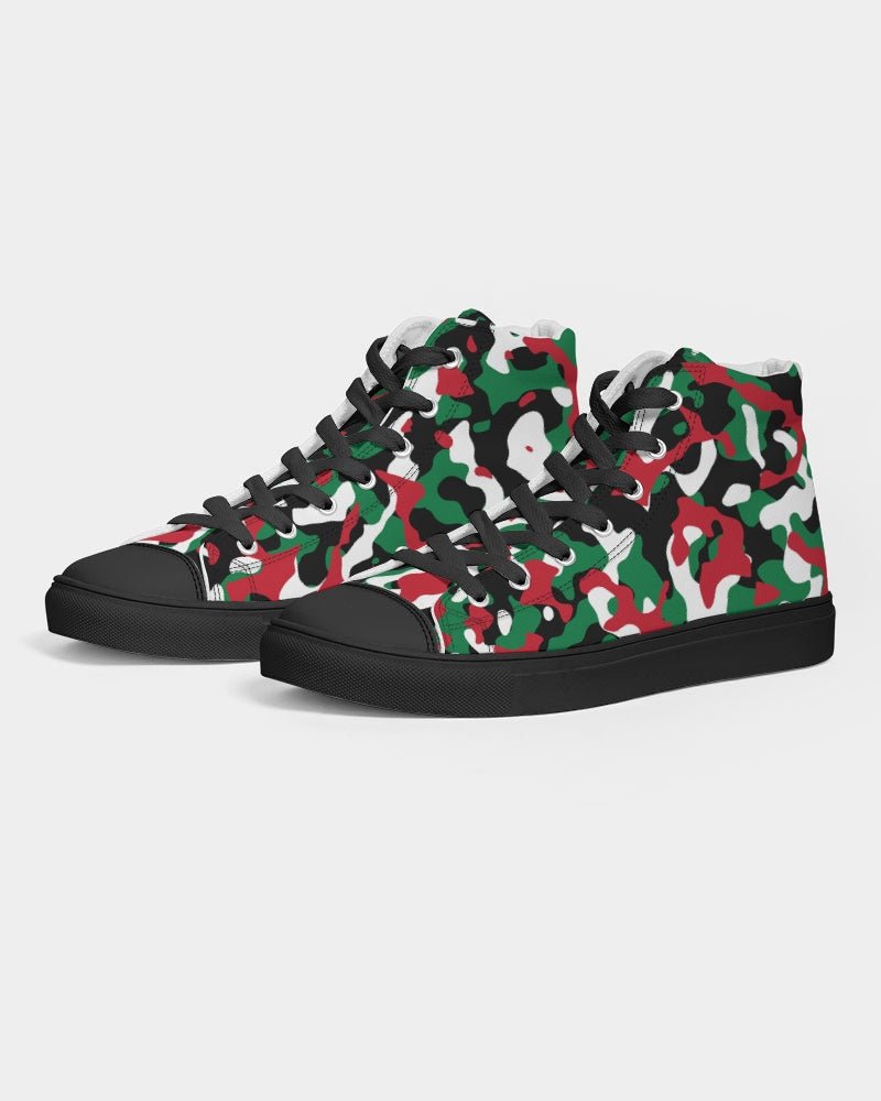 Palestine Flag Camo Men's Hightop Canvas Shoe - Black - Conscious Apparel Store