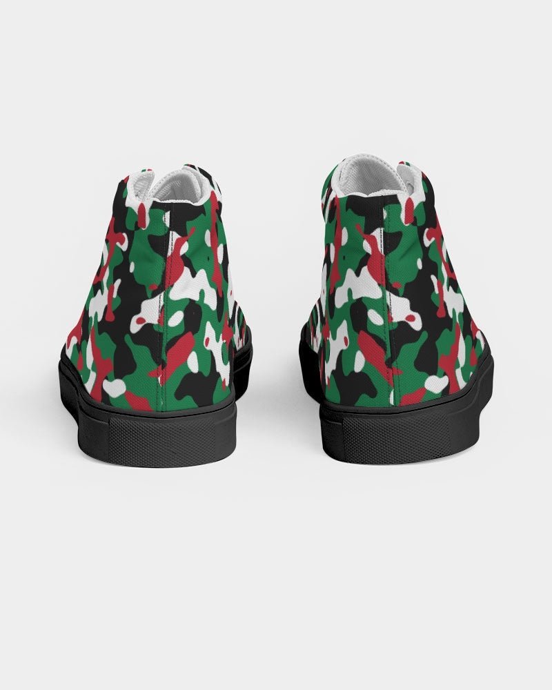 Palestine Flag Camo Men's Hightop Canvas Shoe - Black - Conscious Apparel Store