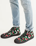 Palestine Flag Camo Men's Hightop Canvas Shoe - Black - Conscious Apparel Store