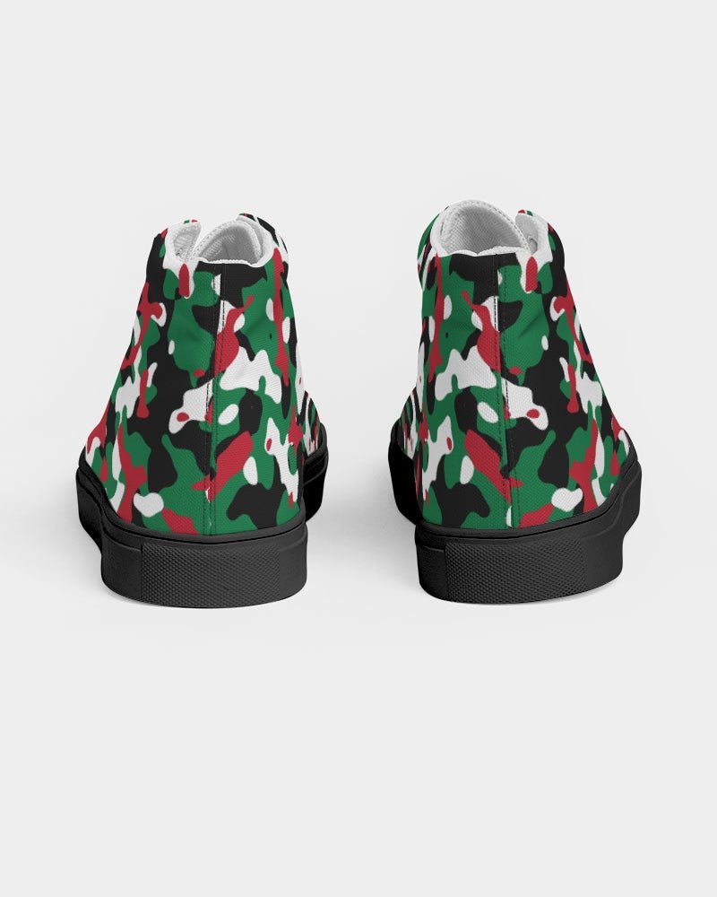 Palestine Flag Camo Men's Hightop Canvas Shoe - Black - Conscious Apparel Store