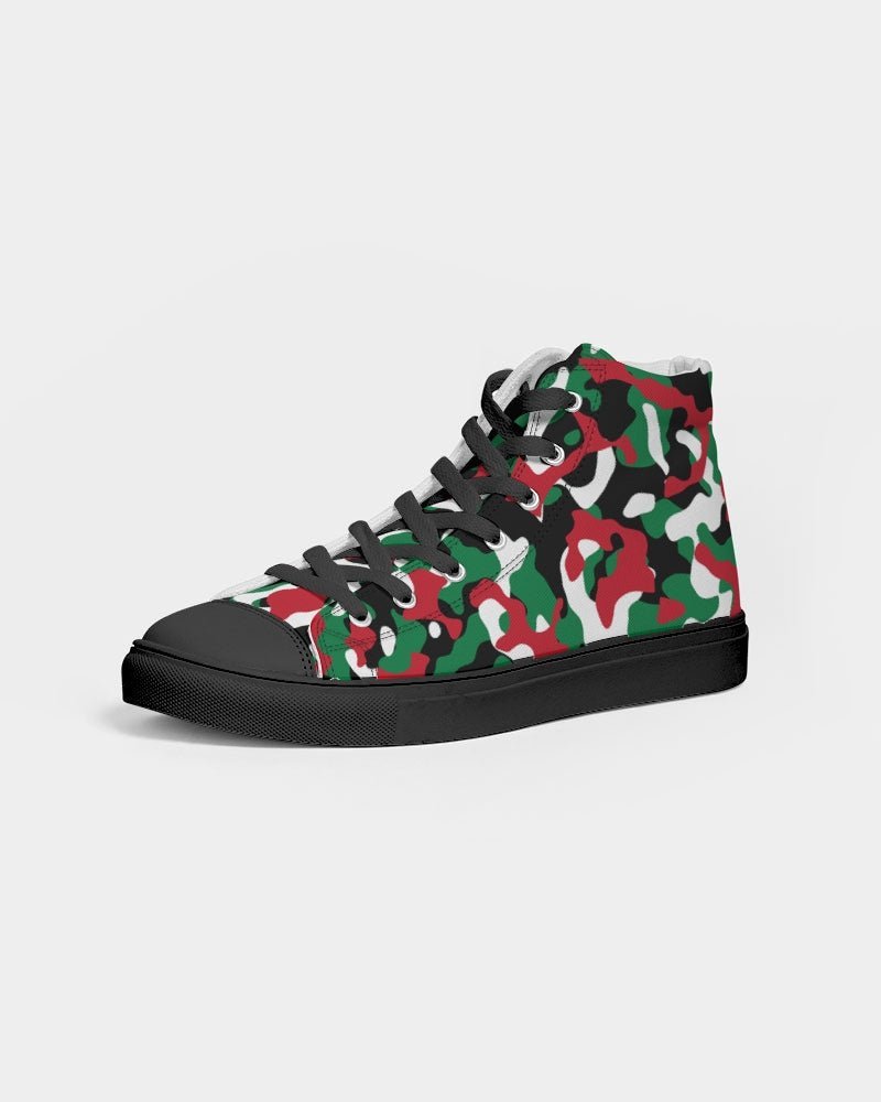 Palestine Flag Camo Men's Hightop Canvas Shoe - Black - Conscious Apparel Store