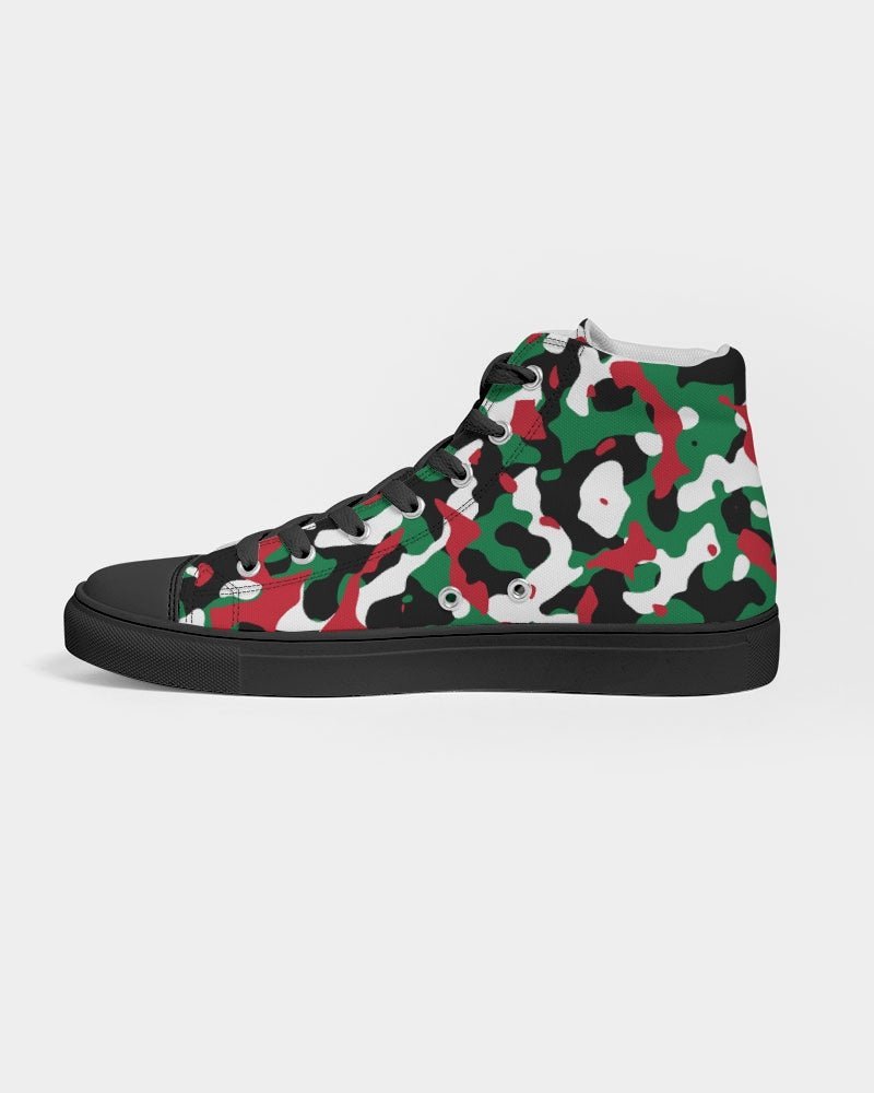 Palestine Flag Camo Men's Hightop Canvas Shoe - Black - Conscious Apparel Store