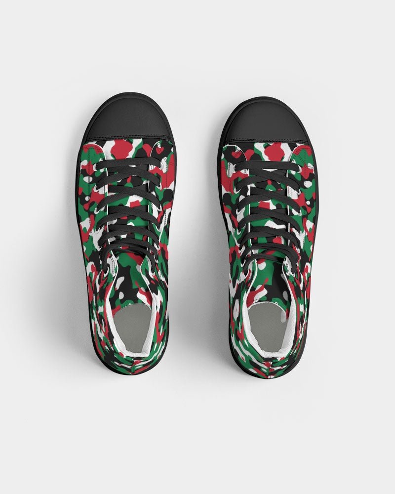 Palestine Flag Camo Men's Hightop Canvas Shoe - Black - Conscious Apparel Store