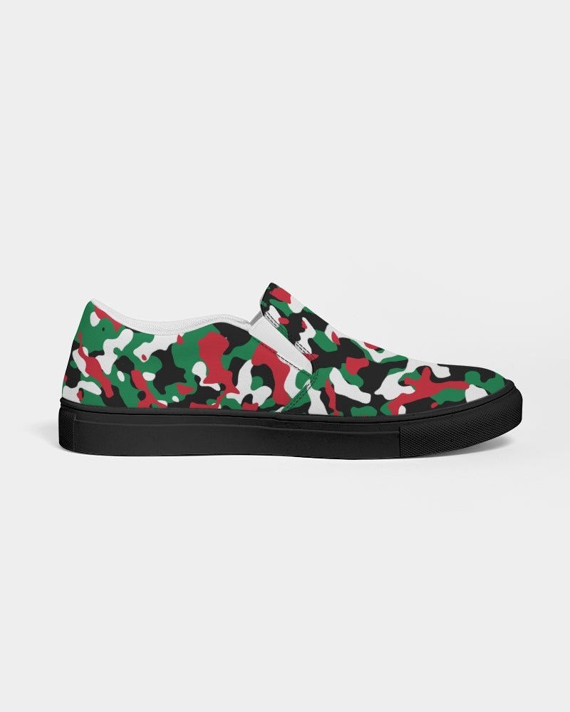 Palestine Flag Camo Men's Slip-On Canvas Shoe - Black - Conscious Apparel Store