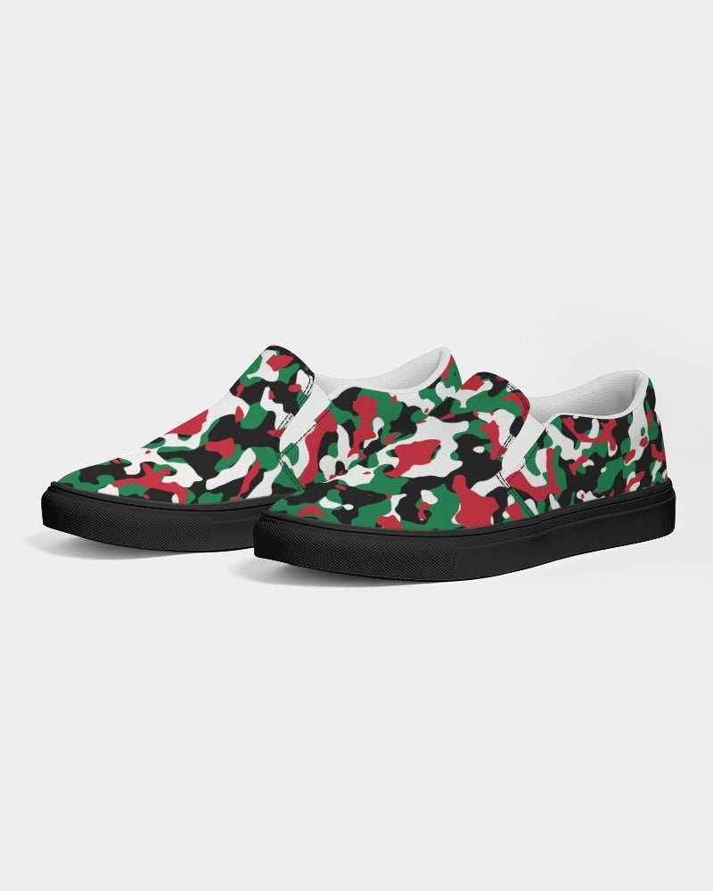 Palestine Flag Camo Men's Slip-On Canvas Shoe - Black - Conscious Apparel Store