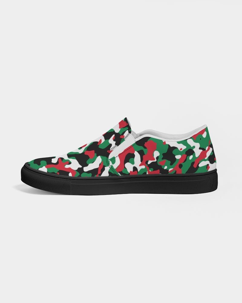 Palestine Flag Camo Men's Slip-On Canvas Shoe - Black - Conscious Apparel Store
