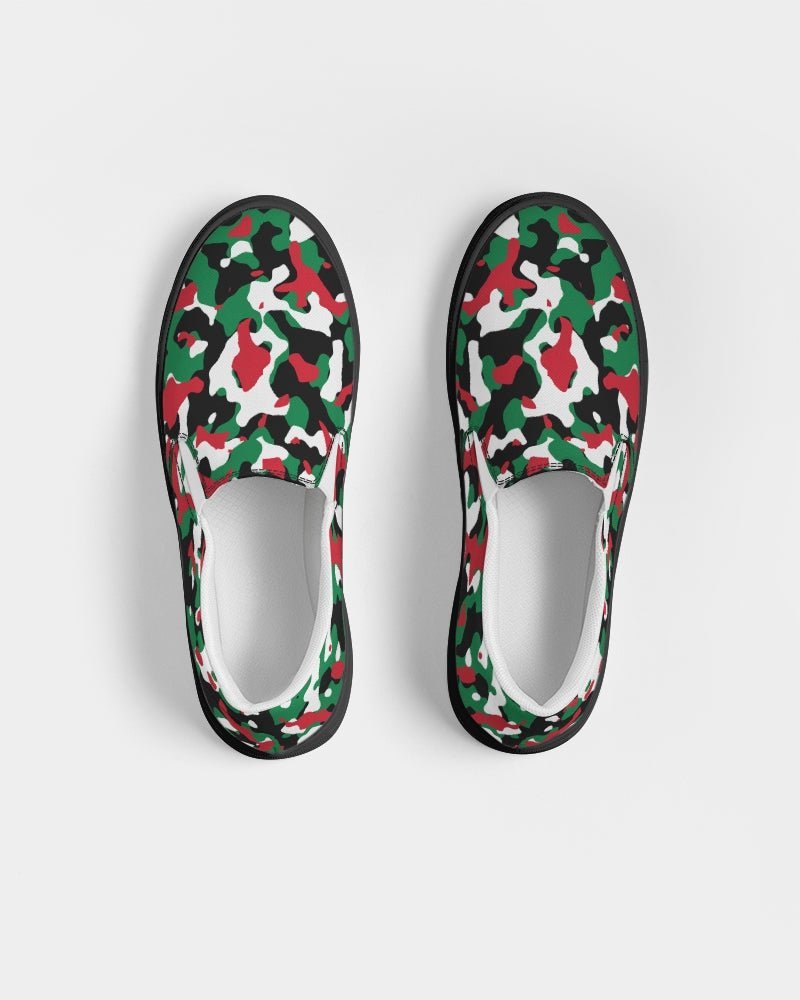 Palestine Flag Camo Men's Slip-On Canvas Shoe - Black - Conscious Apparel Store