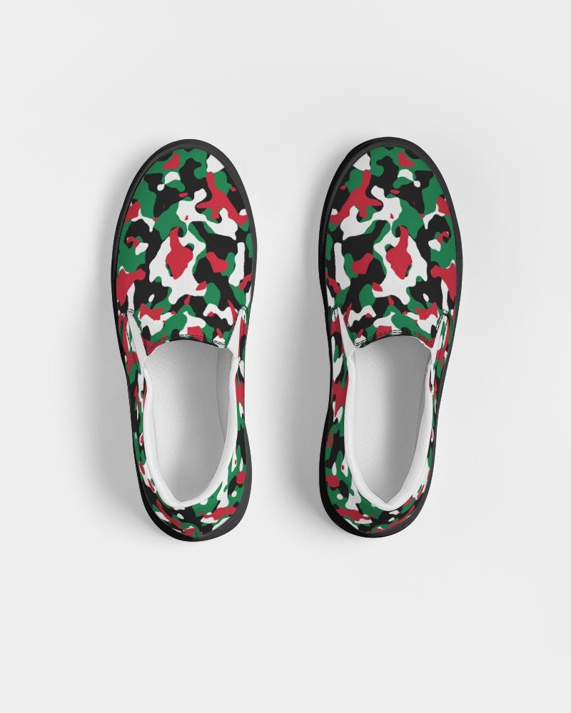 Palestine Flag Camo Men's Slip - On Canvas Shoe - Black - Conscious Apparel Store