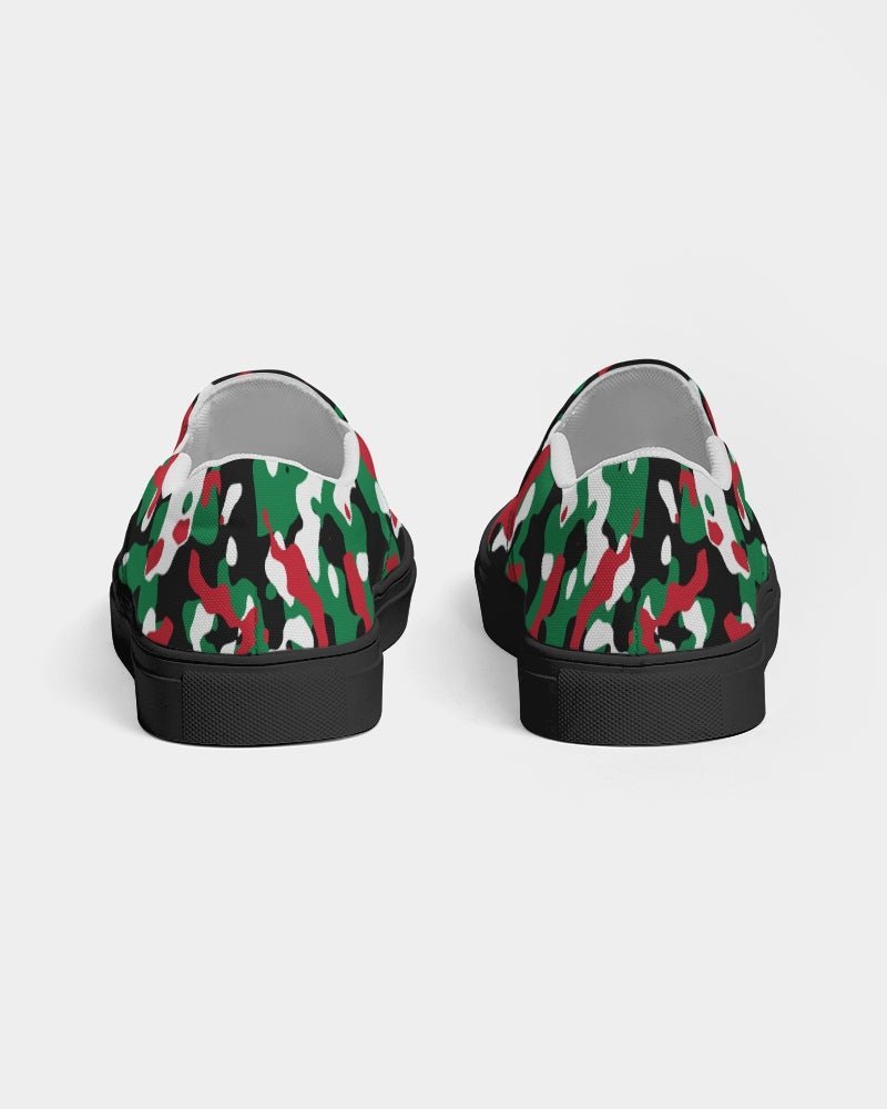 Palestine Flag Camo Men's Slip-On Canvas Shoe - Black - Conscious Apparel Store