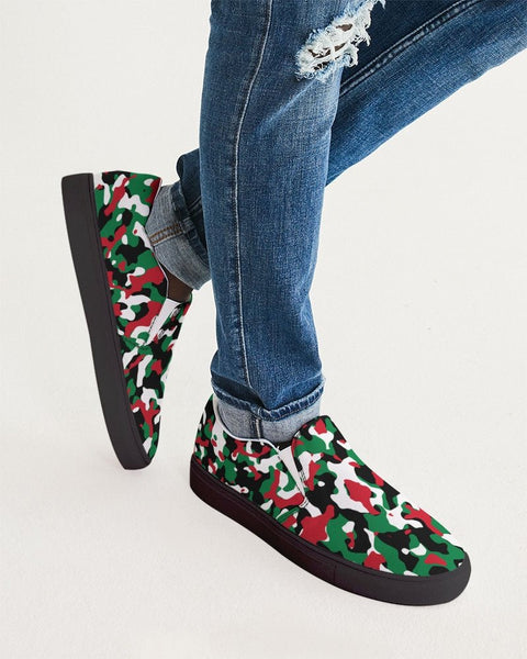 Palestine Flag Camo Men's Slip - On Canvas Shoe - Black - Conscious Apparel Store