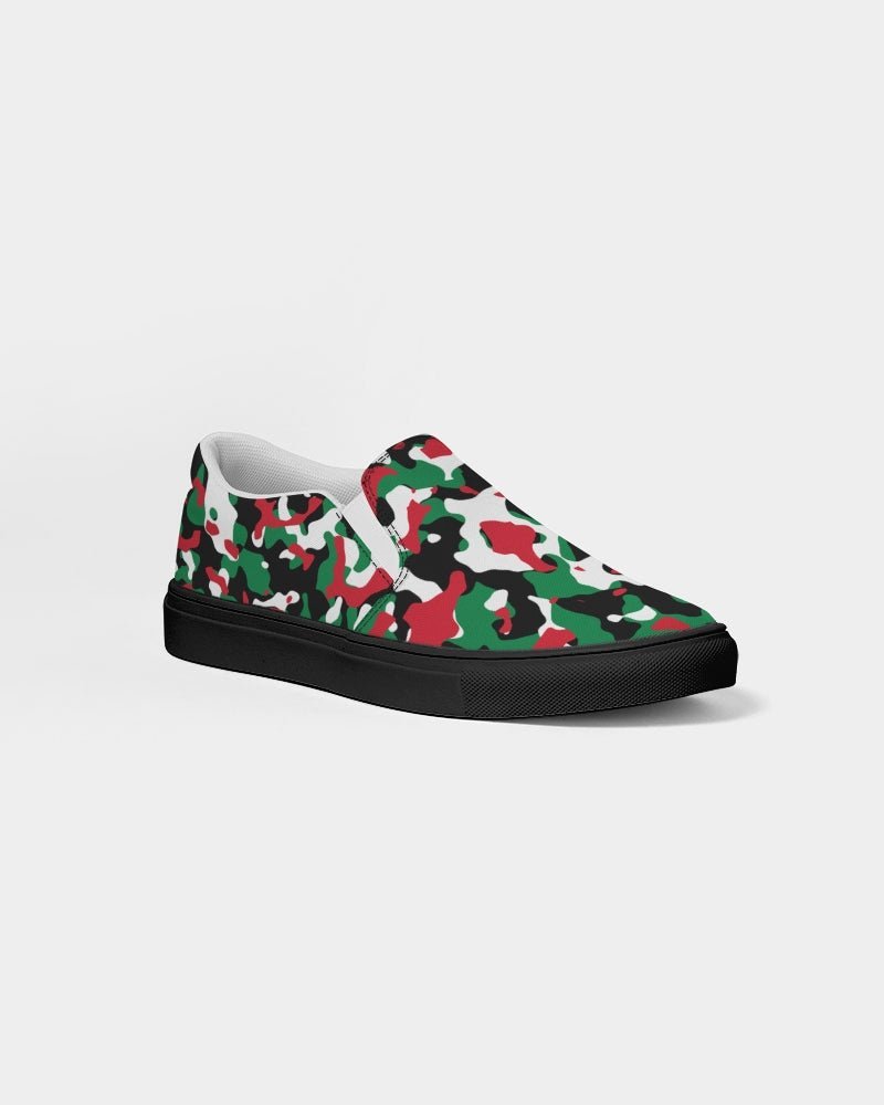 Palestine Flag Camo Men's Slip-On Canvas Shoe - Black - Conscious Apparel Store