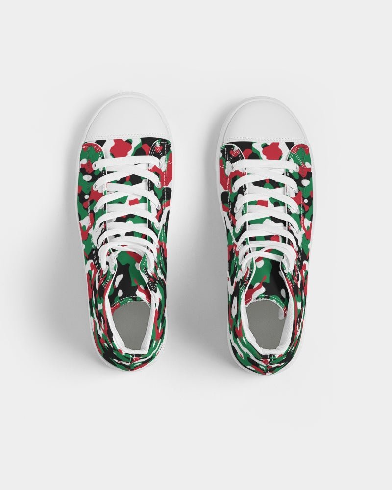 Palestine Flag Camo Women's Hightop Canvas Shoe - Conscious Apparel Store
