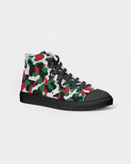 Palestine Flag Camo Women's Hightop Canvas Shoe - Black - Conscious Apparel Store