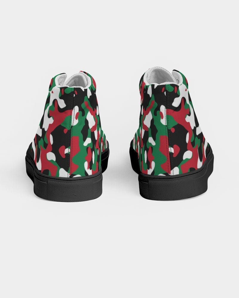 Palestine Flag Camo Women's Hightop Canvas Shoe - Black - Conscious Apparel Store
