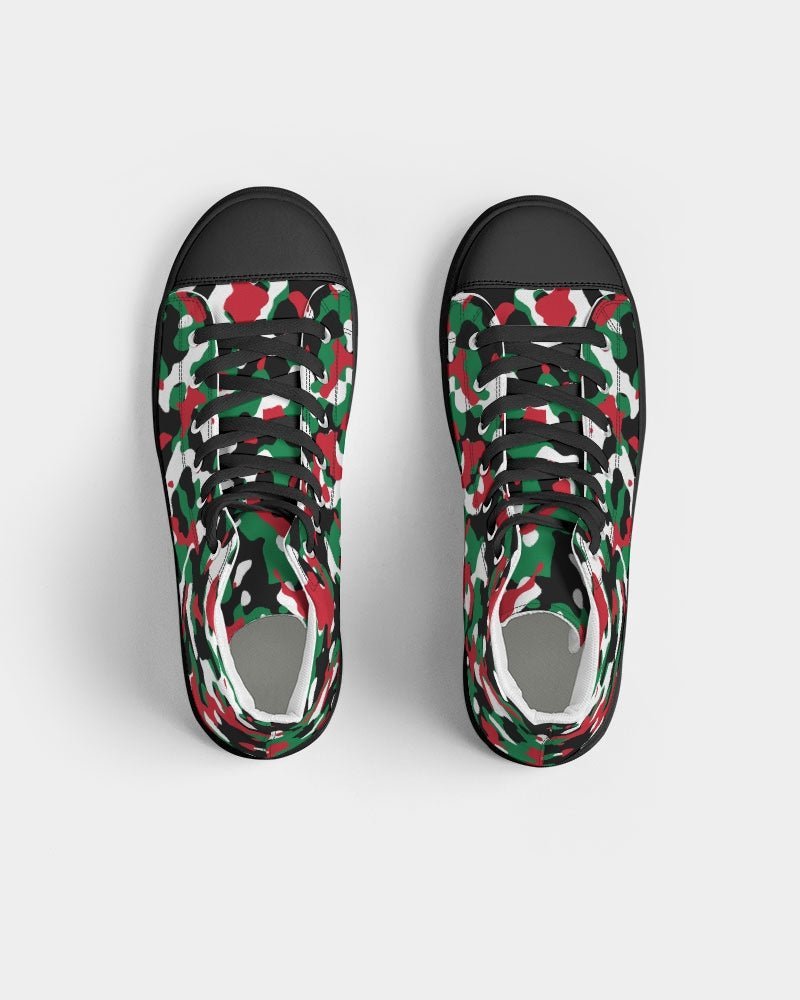 Palestine Flag Camo Women's Hightop Canvas Shoe - Black - Conscious Apparel Store