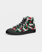Palestine Flag Camo Women's Hightop Canvas Shoe - Black - Conscious Apparel Store