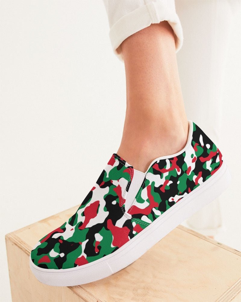 Palestine Flag Camo Women's Slip-On Canvas Shoe - Conscious Apparel Store