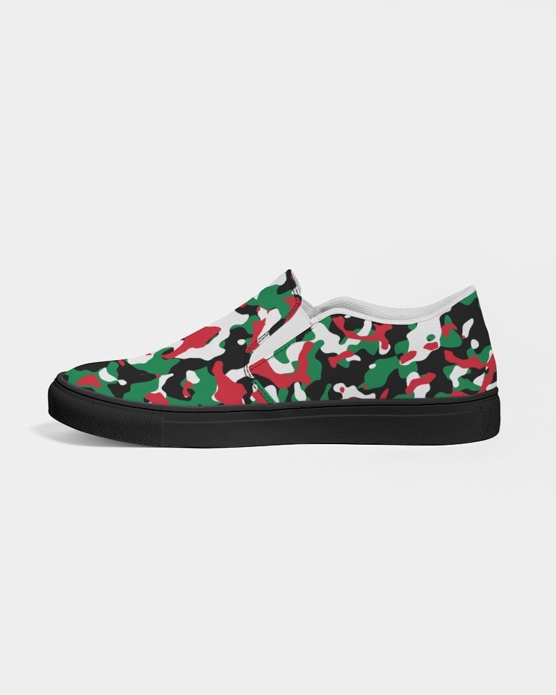 Palestine Flag Camo Women's Slip-On Canvas Shoe - Black - Conscious Apparel Store