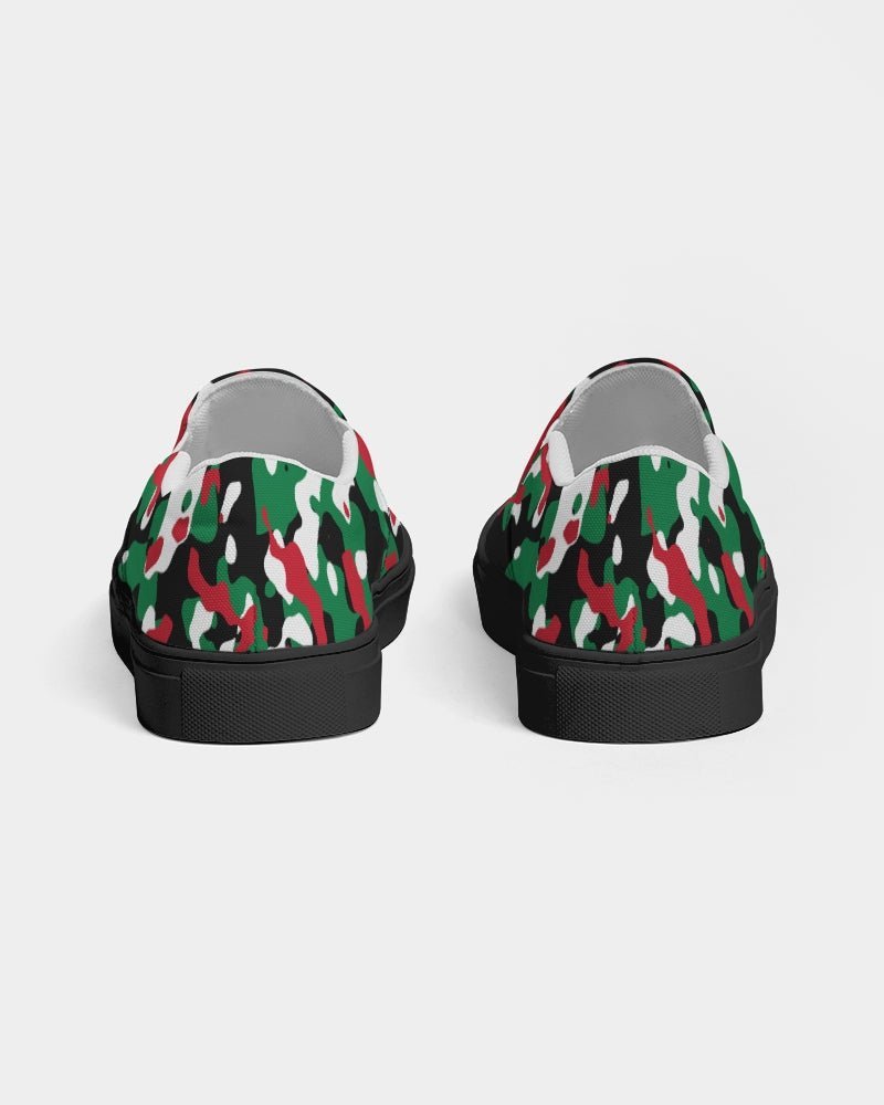 Palestine Flag Camo Women's Slip-On Canvas Shoe - Black - Conscious Apparel Store