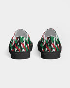 Palestine Flag Camo Women's Slip-On Canvas Shoe - Black - Conscious Apparel Store