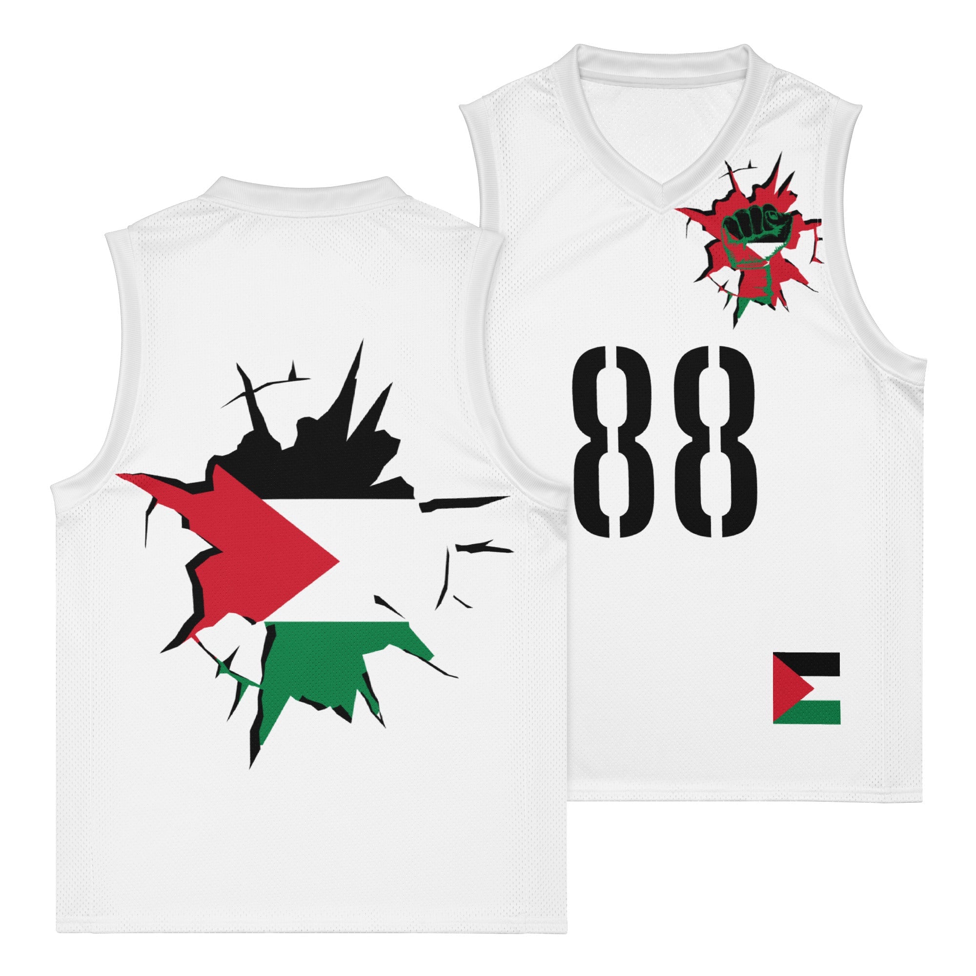 Palestine Flag (White) Premium Sport Jersey Tank Top - Conscious Apparel Store